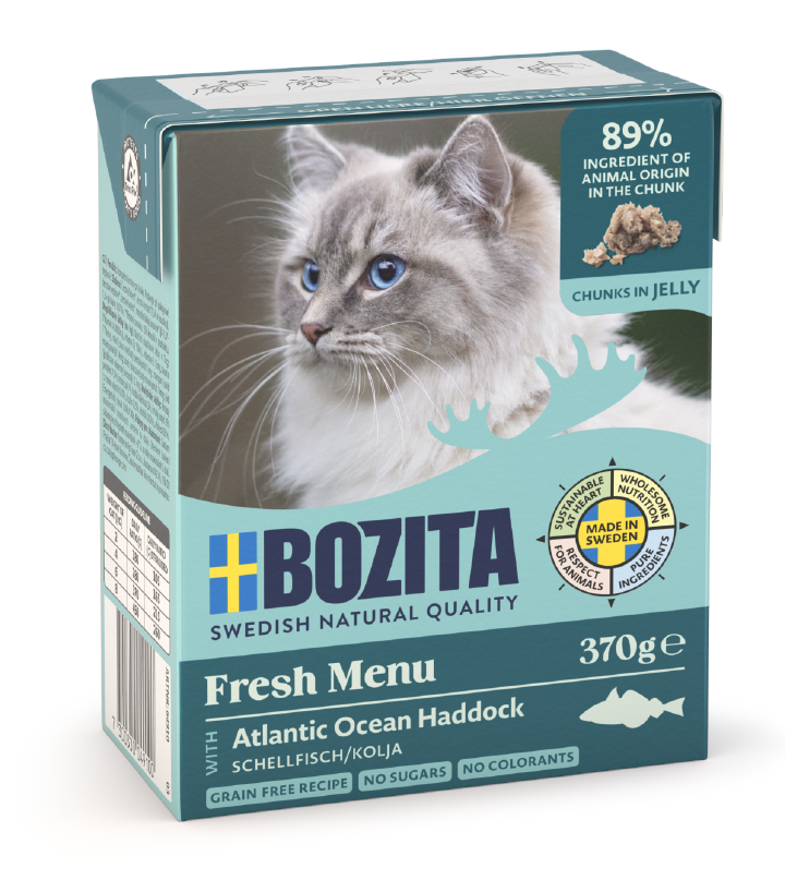 BOZITA Katzen-Nassfutter Häppchen in Gelee mit Schellfisch